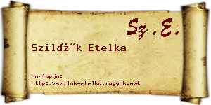 Szilák Etelka névjegykártya